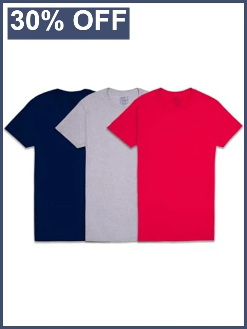 Men's Cotton Crew Neck Undershirts 3-Pack Moisture Wicking Tag Free Short Sleeve